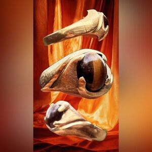 Vintage Solid 10k Yellow Gold Tigers Eye Cabochon Signet Statement Ring 9.5 6g